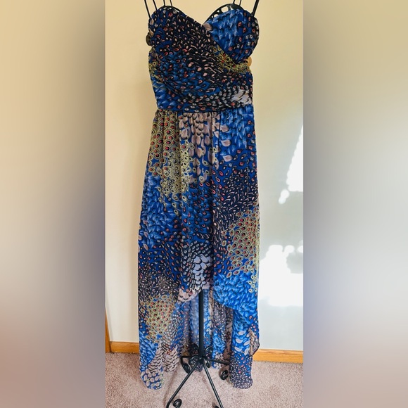 Max & Cleo Strapless Peacock Maxi Dress NWT - Picture 3 of 9